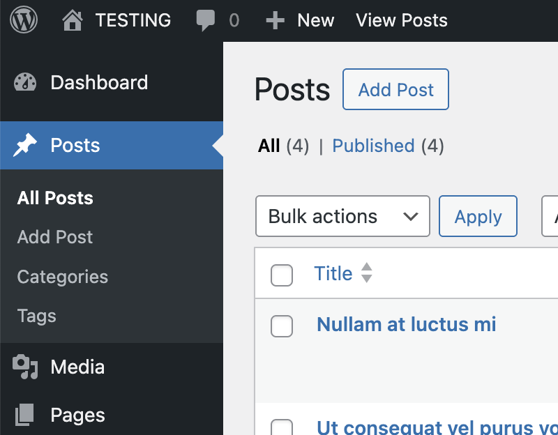 The native taxonomies to the native WordPress post type "posts": "categories" and "tags"